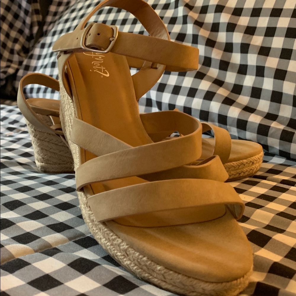 Neutral strappy wedge. Why not brand. Size 7.